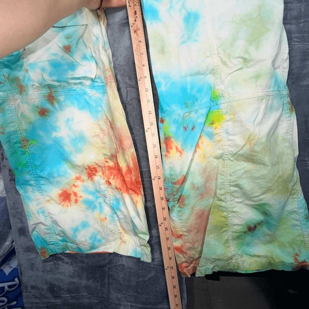 Zara Womens Tie Dye Jumpsuit M Multicolor Short Sleeve Zip Up Romper Coveralls - Picture 7 of 8
